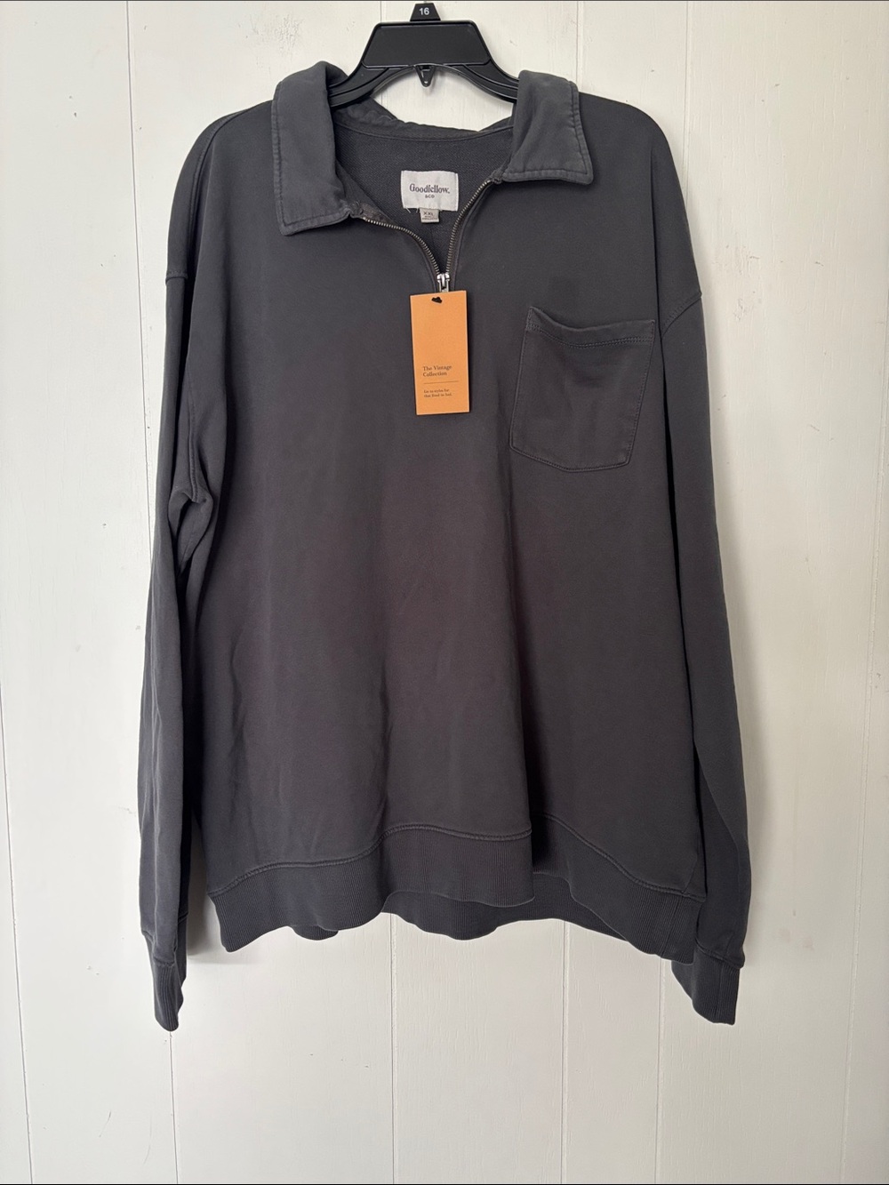 Goodfellow & Co Men’s Charcoal Zip-Neck Pocket Pullover
